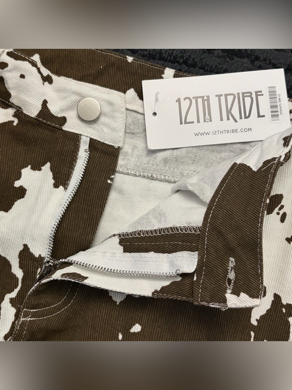 NWT 12th Tribe Cow Print Y2K Western Micro Mini Shorts - Picture 3 of 7